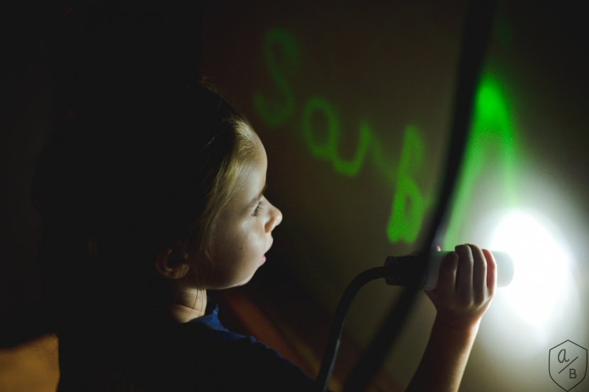 Glow in the dark writing.